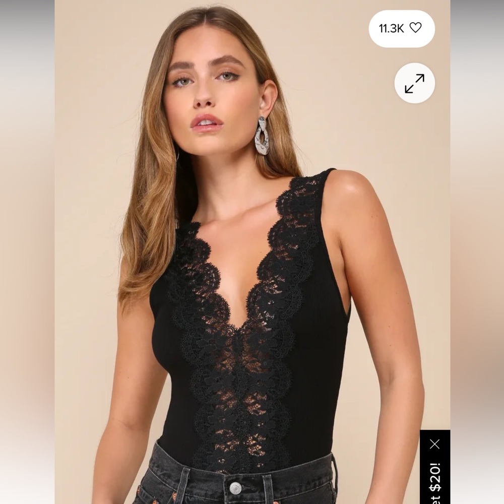 Lulus Ravialli Lace Ribbed Sleeveless Bodysuit